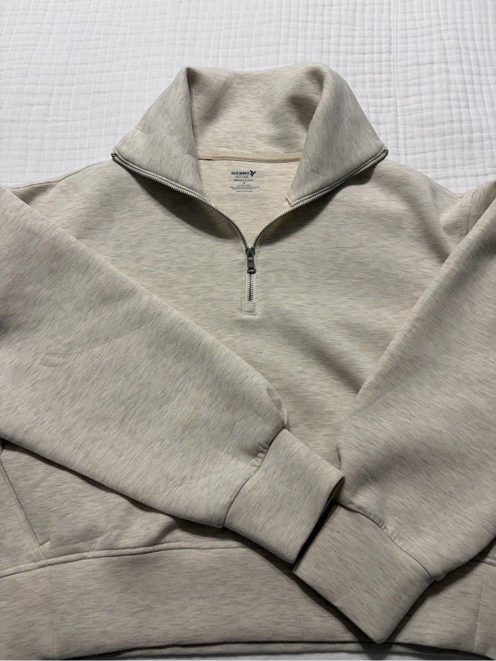 Old Navy Light Heather Oat Quarter-Zip Pullover